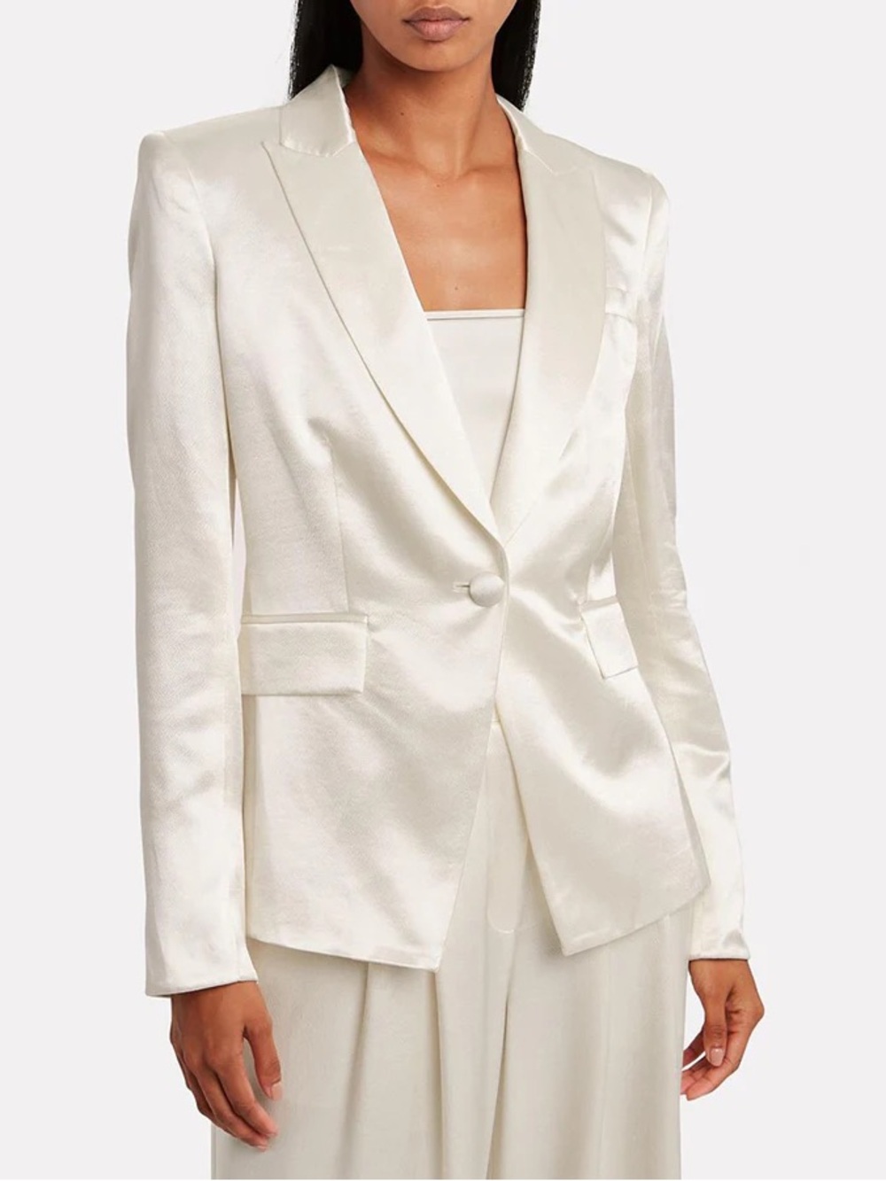 Veronica Beard Satin Athens Blazer Jacket Ivory Single Button Size 4